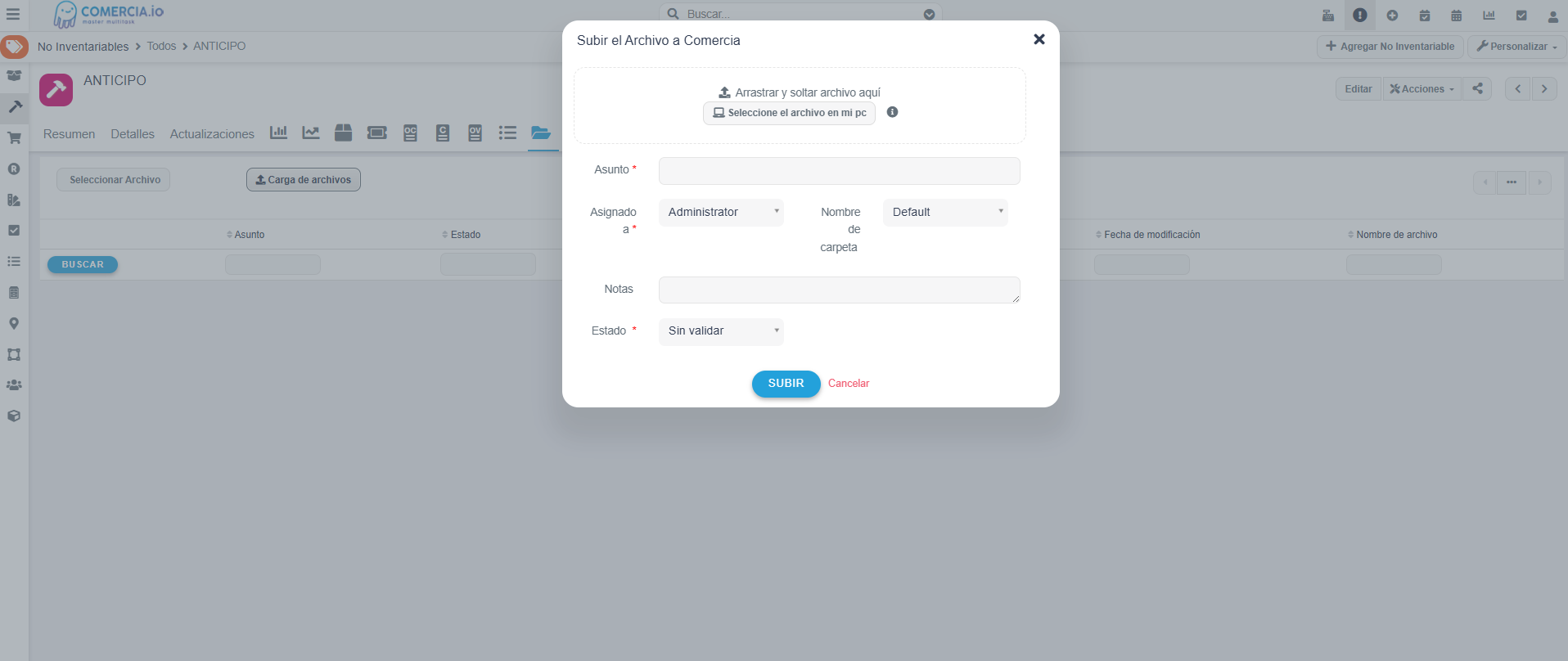 Imagen 2 - Carga de Archivos