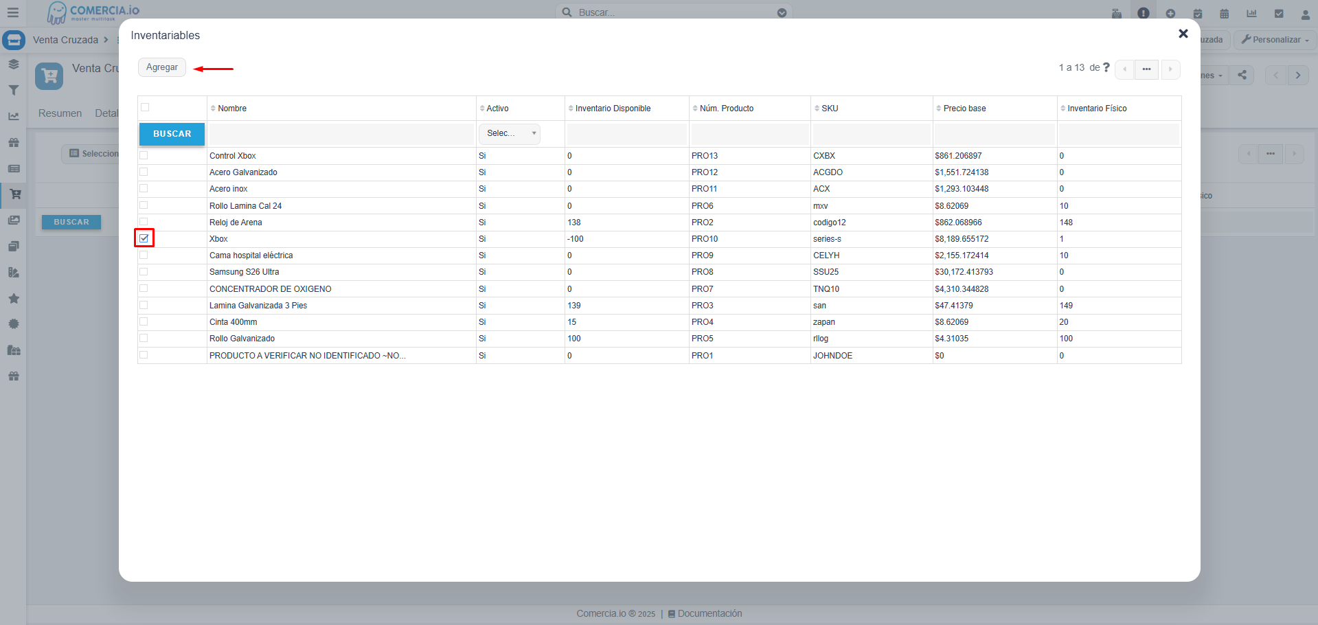 Imagen 2 - Seleccionar Inventariable