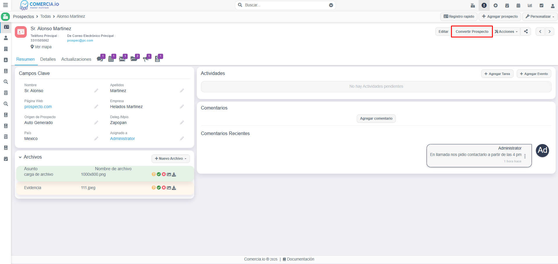Imagen 1 - Convertir Prospecto