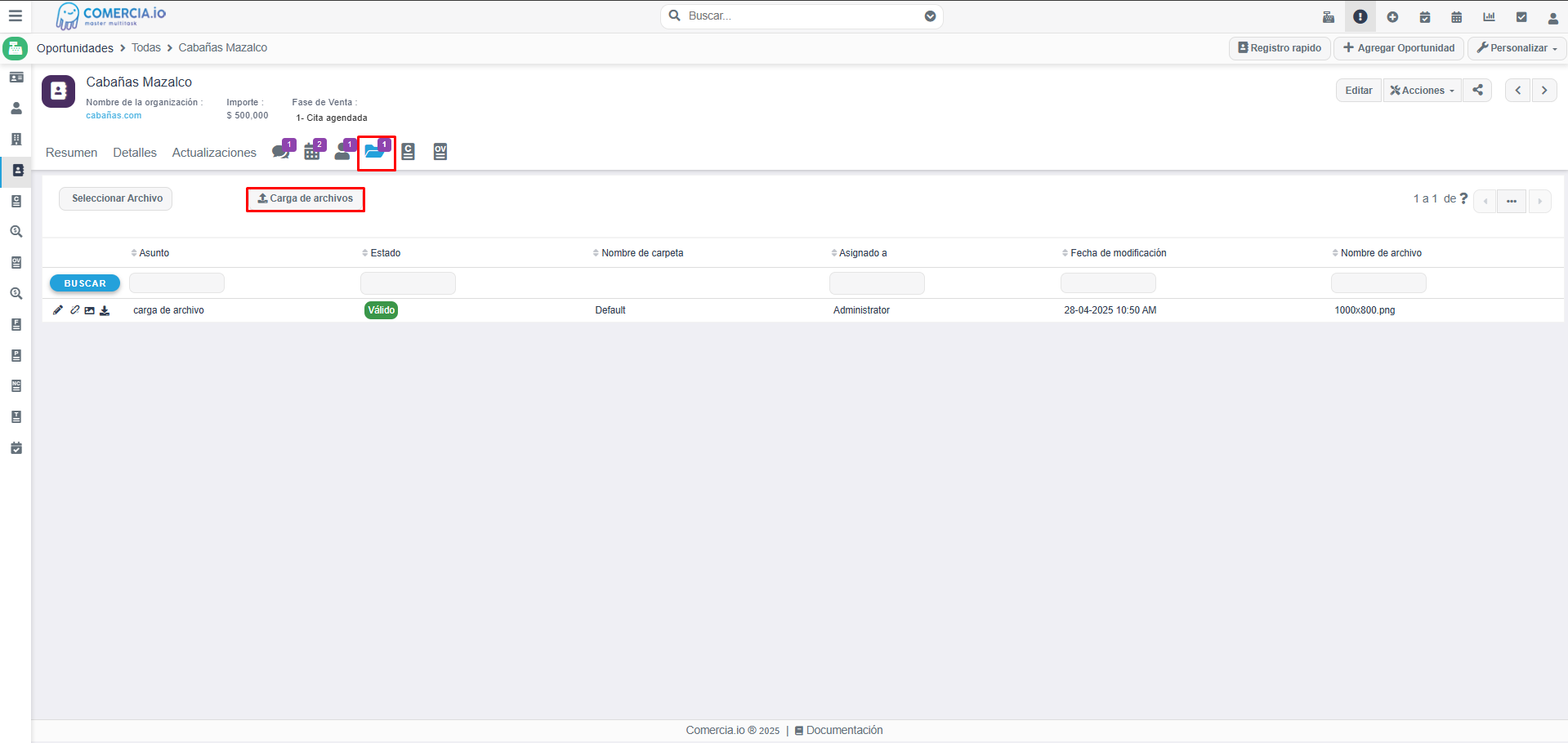 Imagen 1 - Carga de Archivos