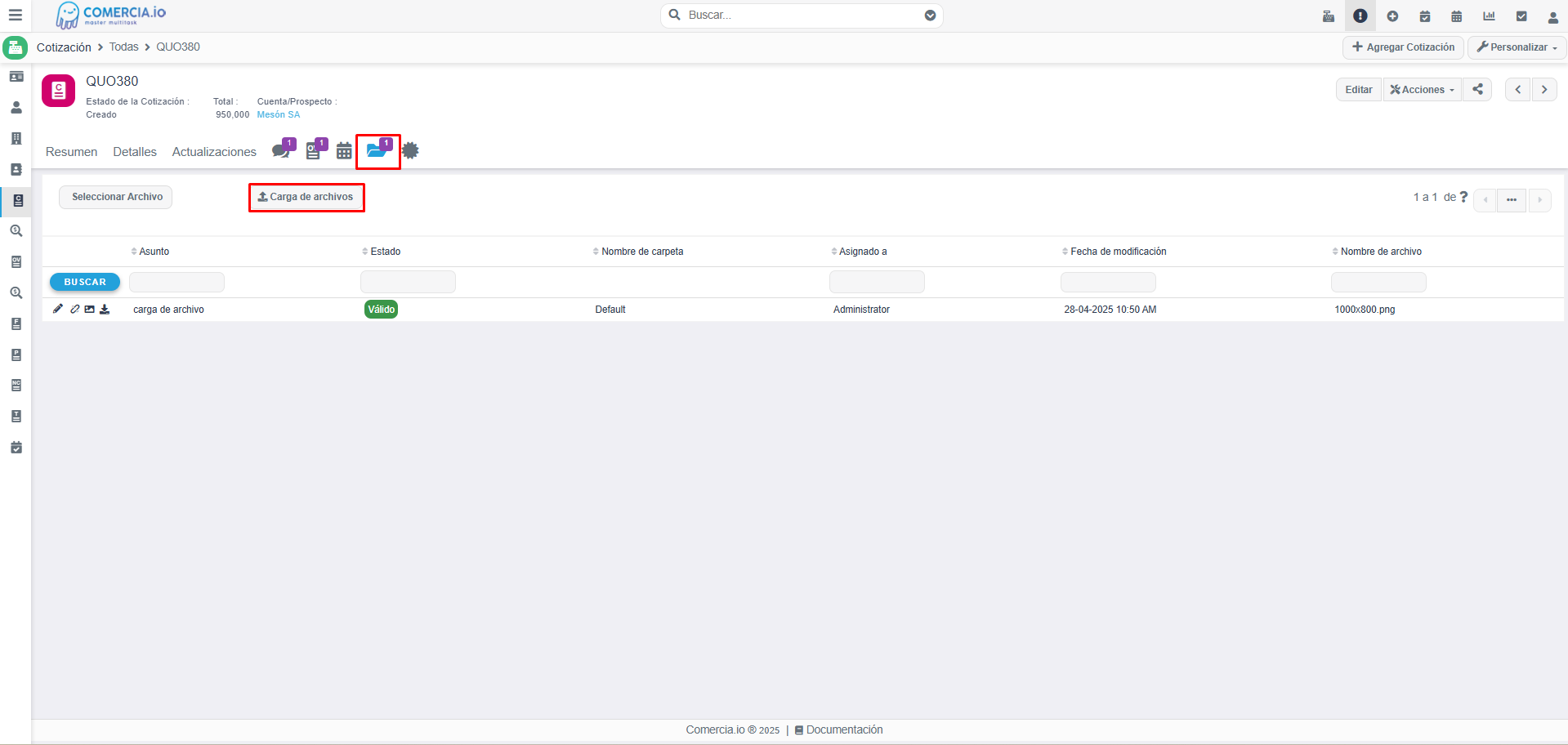 Imagen 1 - Carga de archivos